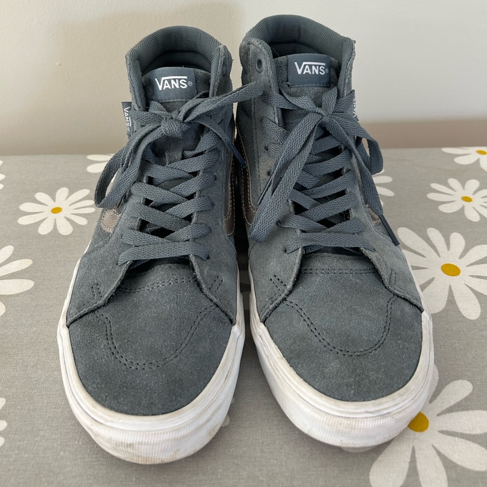 Vans steel blue Filmore high-top sneaker with silver detail - size 8